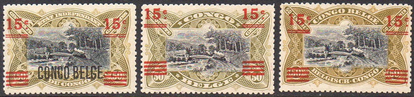 Belgian Congo Belge 50c Mols train on bridge